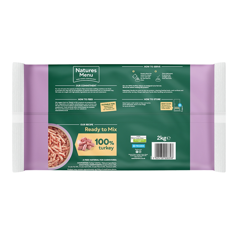 Turkey Freeflow Mince Natures Menu Home Prepare Raw Natures Menu